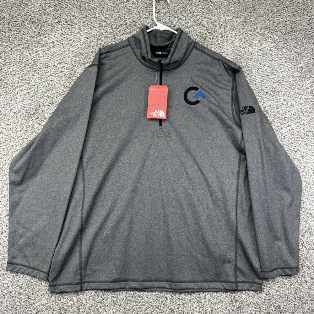 NEW North Face Tech Performance‎ 1/4 Zip Fleece Pullover Asphalt Grey XXL 2XL